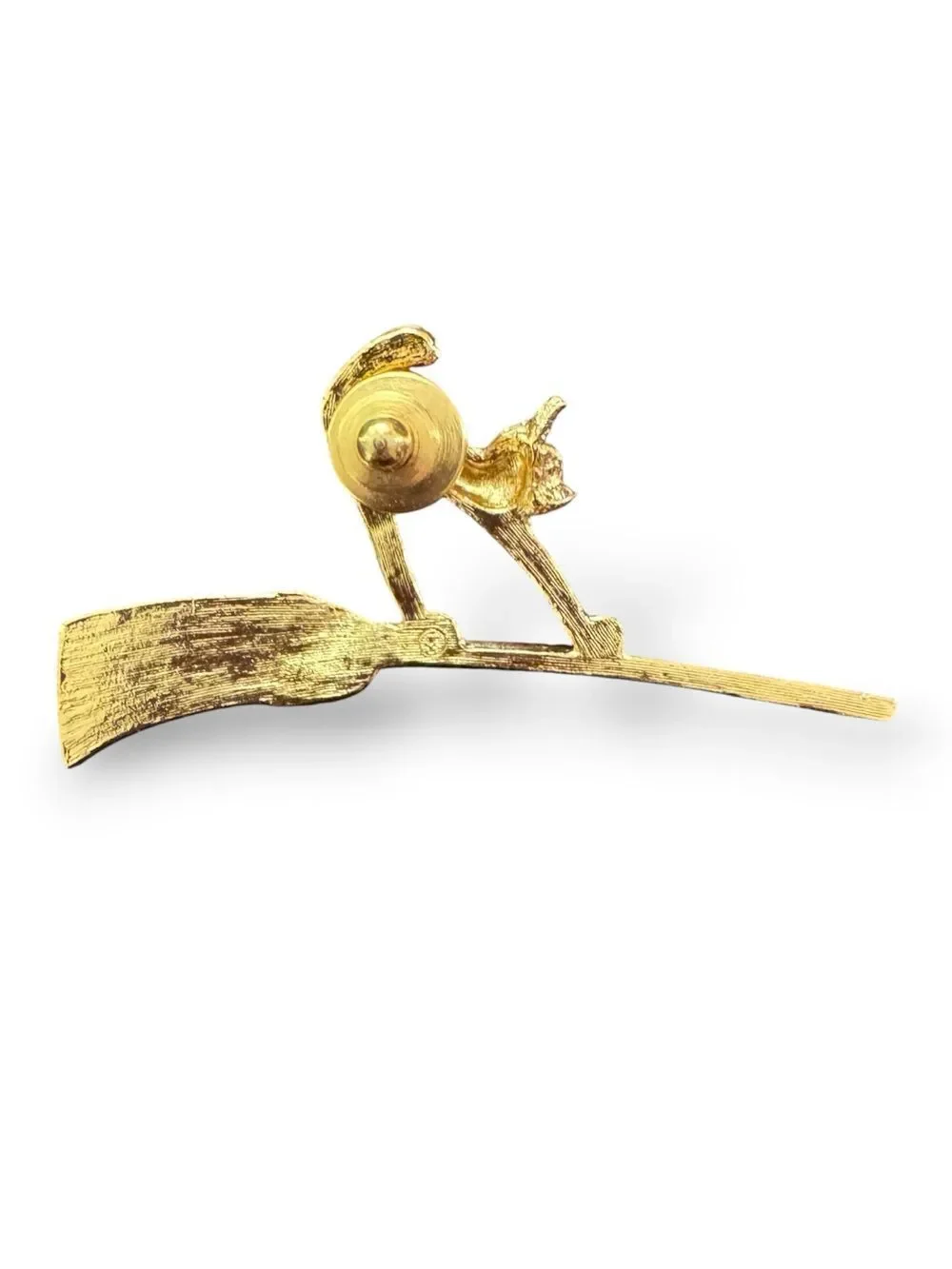 Vintage Avon Gold Cat on Broomstick Brooch Pin